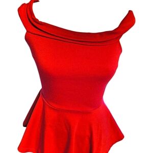 Elegant Red Off-Shoulder Peplum Top